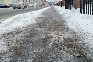 snow on sidewalk